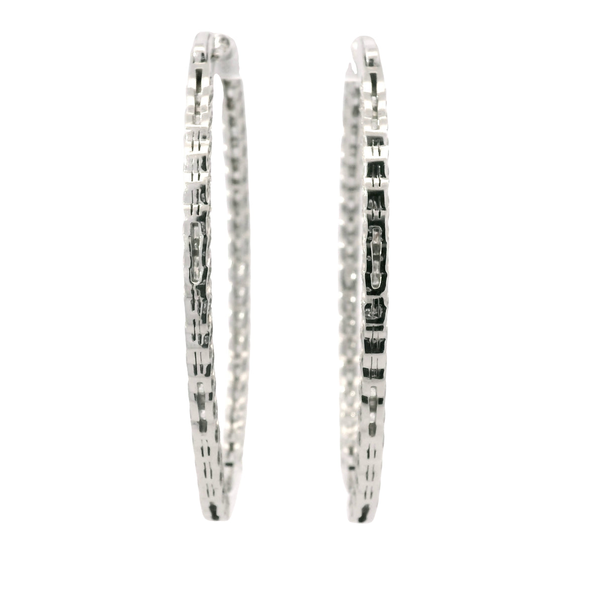 14K White Gold Natural 9.36 Carat Diamond Inside-Out Hoop Earrings