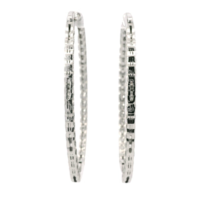14K White Gold Natural 9.36 Carat Diamond Inside-Out Hoop Earrings