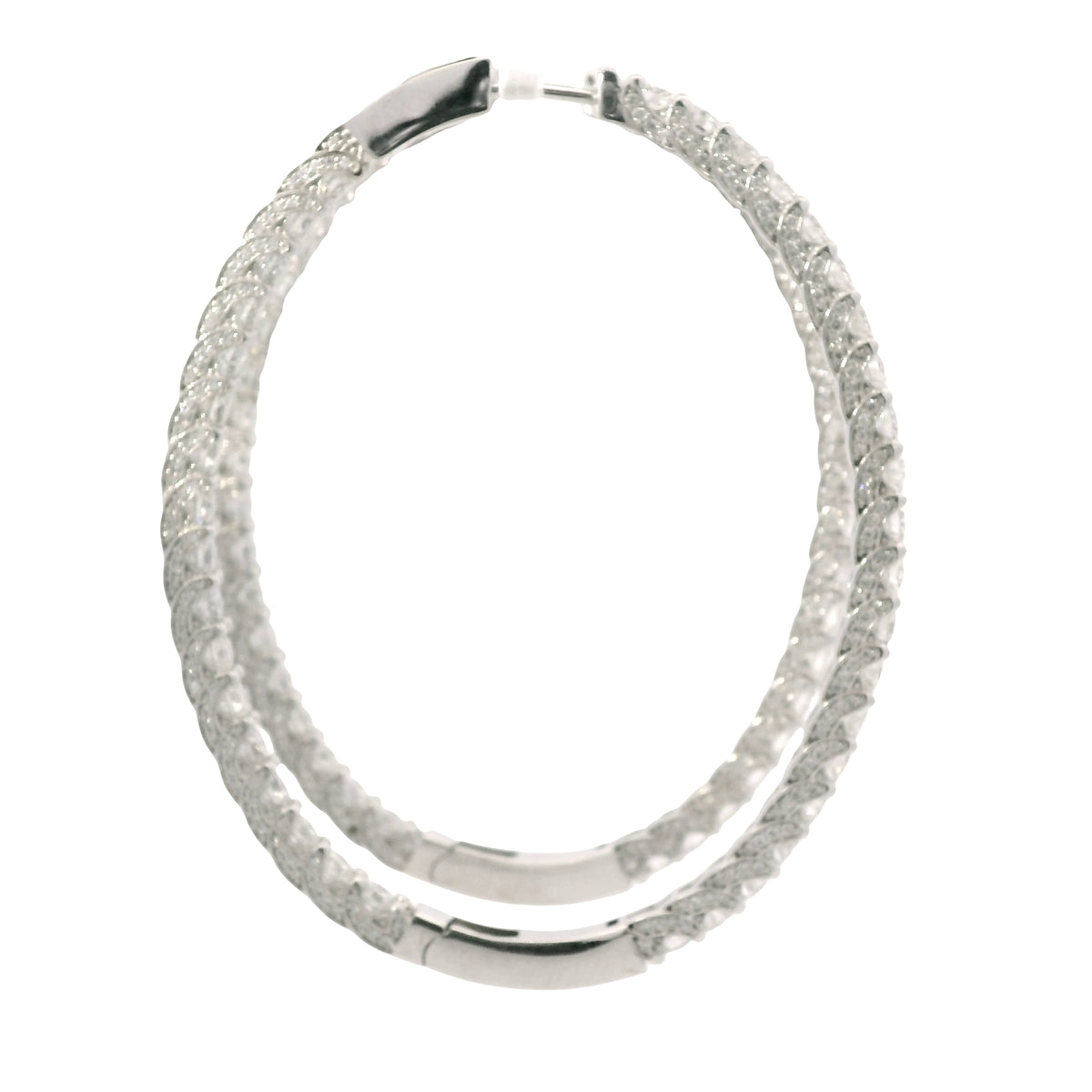 14K White Gold Natural 9.36 Carat Diamond Inside-Out Hoop Earrings