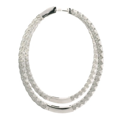 14K White Gold Natural 9.36 Carat Diamond Inside-Out Hoop Earrings