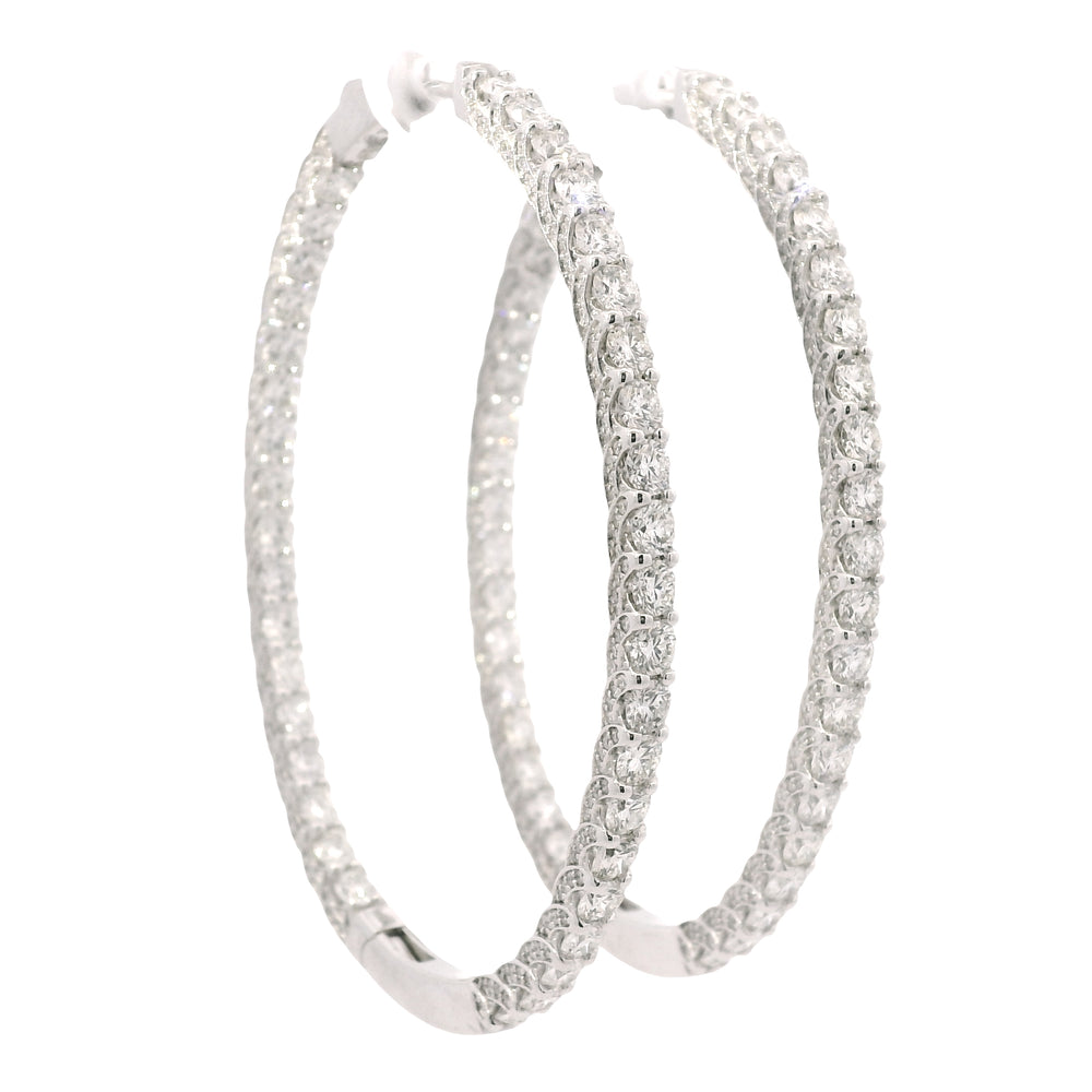 14K White Gold Natural 9.36 Carat Diamond Inside-Out Hoop Earrings — product photo 1