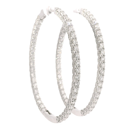 14K White Gold Natural 9.36 Carat Diamond Inside-Out Hoop Earrings