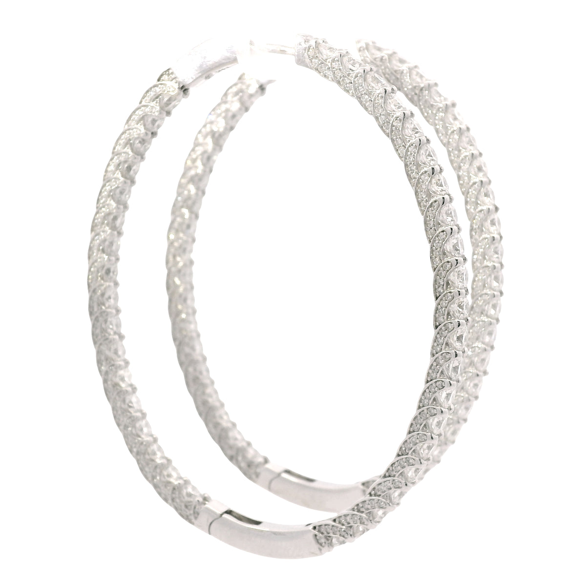 14K White Gold Natural 9.36 Carat Diamond Inside-Out Hoop Earrings