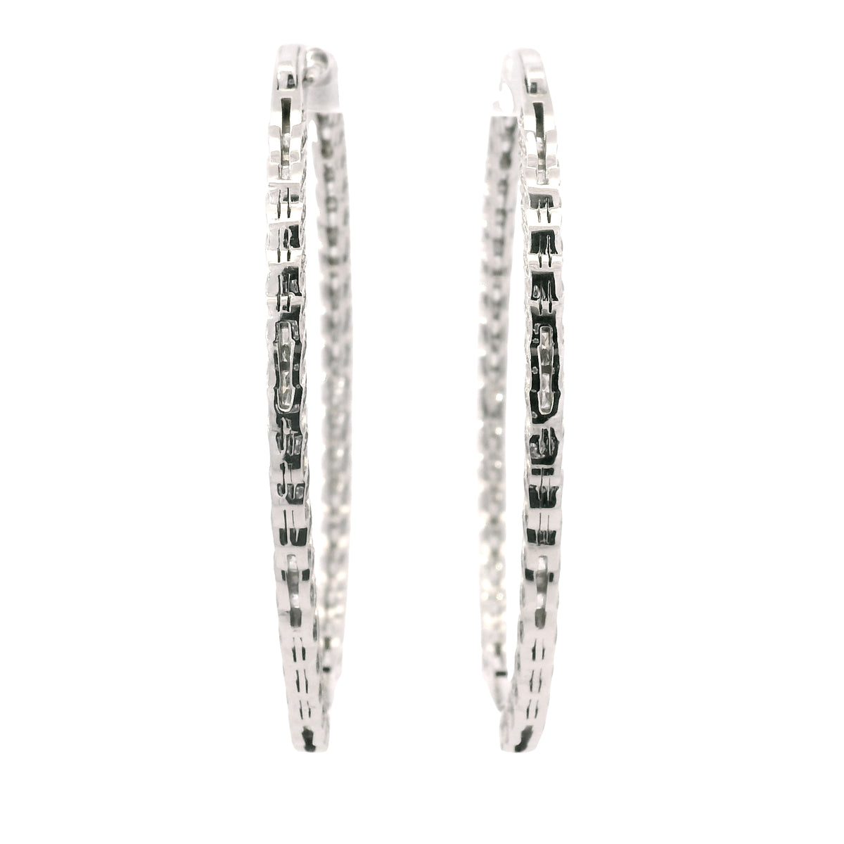 14K White Gold Natural 9.36 Carat Diamond Inside-Out Hoop Earrings