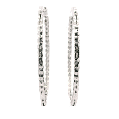 14K White Gold Natural 9.36 Carat Diamond Inside-Out Hoop Earrings