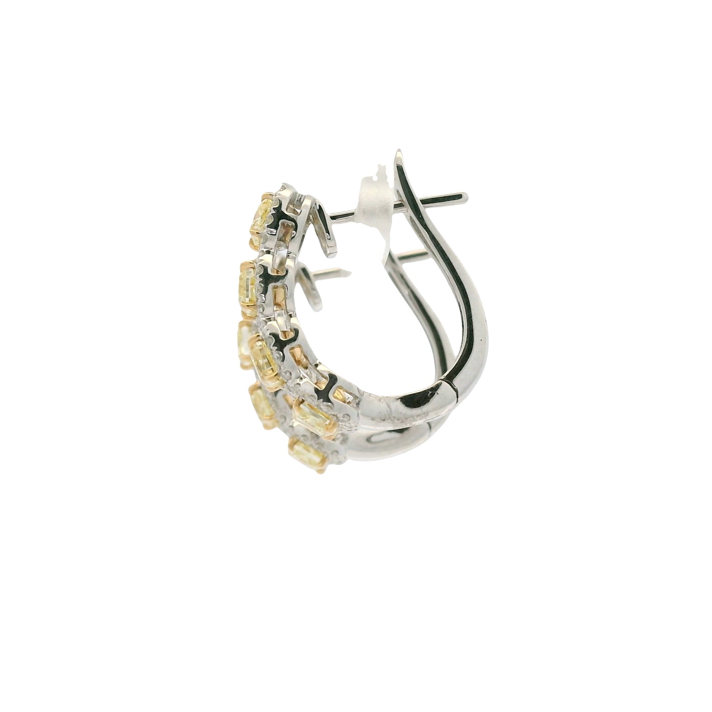 18k Two Tone Gold Natural Yellow Cushion Cut Diamond Halo Earrings