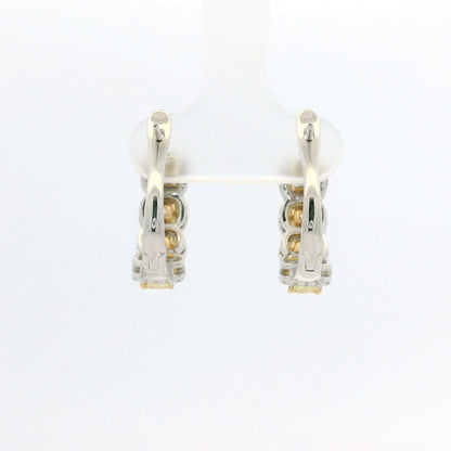 18k Two Tone Gold Natural Yellow Cushion Cut Diamond Halo Earrings