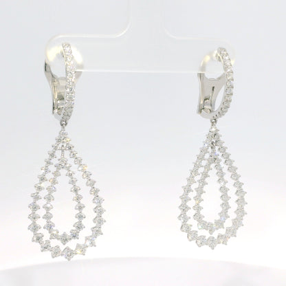 18K White Gold Natural Diamond Double Tear Drop Earrings