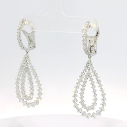 18K White Gold Natural Diamond Double Tear Drop Earrings