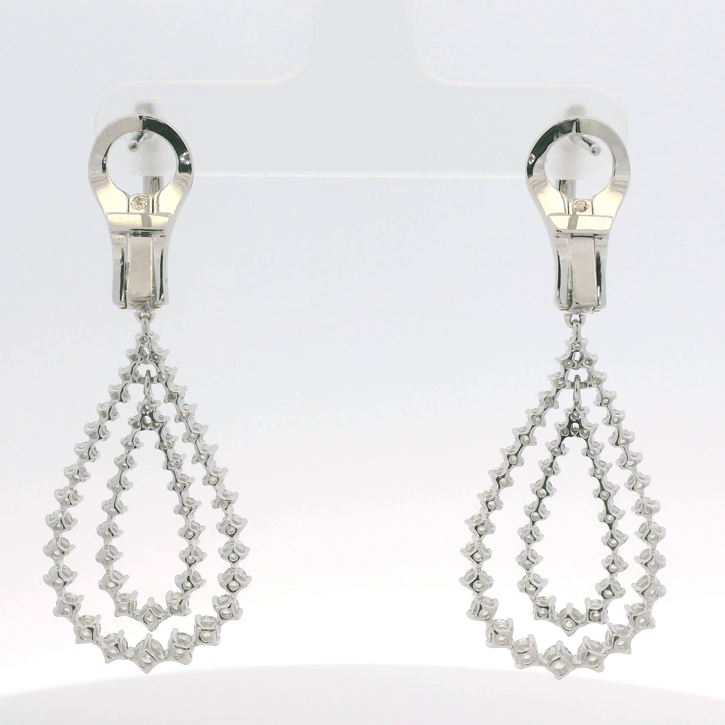 18K White Gold Natural Diamond Double Tear Drop Earrings