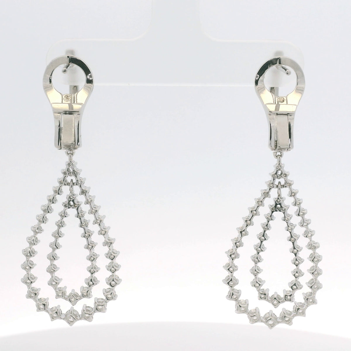 18K White Gold Natural Diamond Double Tear Drop Earrings — product photo 5