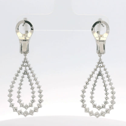 18K White Gold Natural Diamond Double Tear Drop Earrings