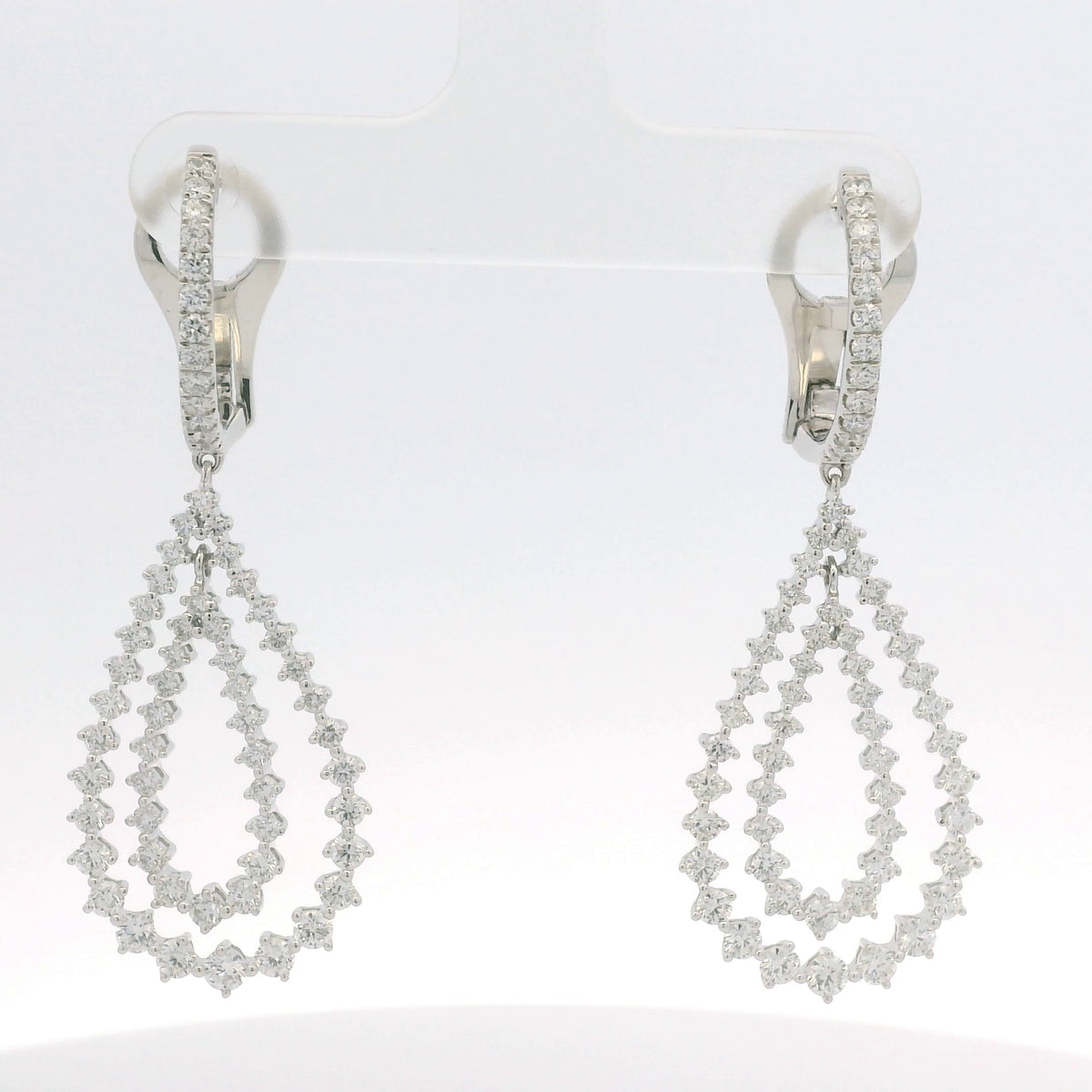 18K White Gold Natural Diamond Double Tear Drop Earrings — product photo 6