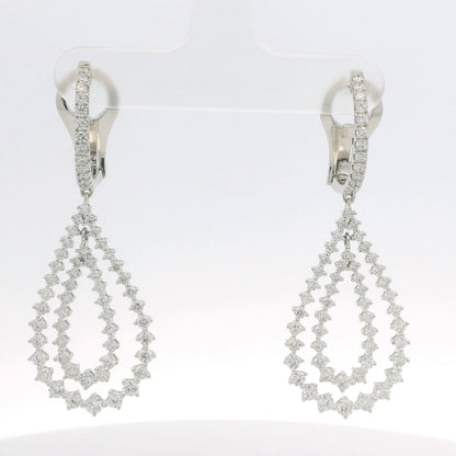 18K White Gold Natural Diamond Double Tear Drop Earrings