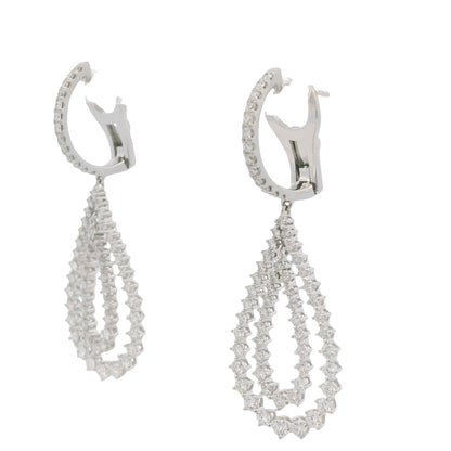 18K White Gold Natural Diamond Double Tear Drop Earrings