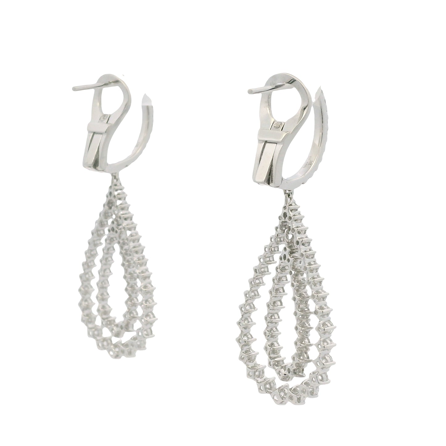 18K White Gold Natural Diamond Double Tear Drop Earrings