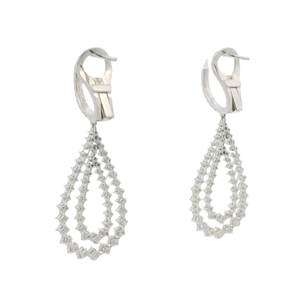 18K White Gold Natural Diamond Double Tear Drop Earrings — product photo 2