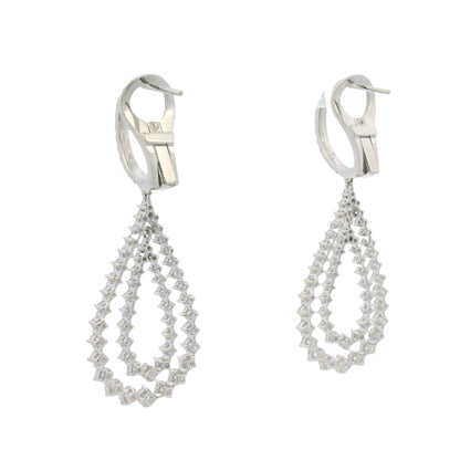 18K White Gold Natural Diamond Double Tear Drop Earrings