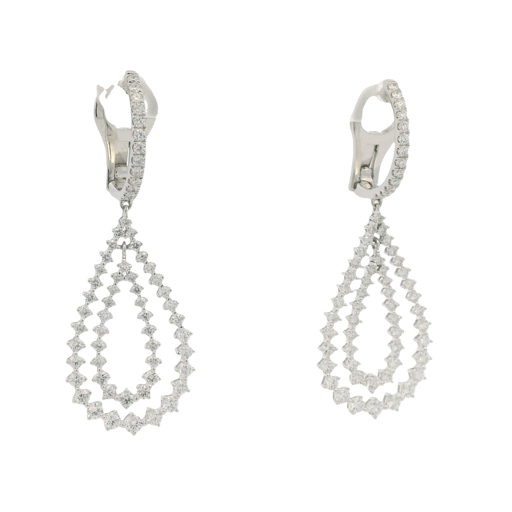 18K White Gold Natural Diamond Double Tear Drop Earrings — product photo 1