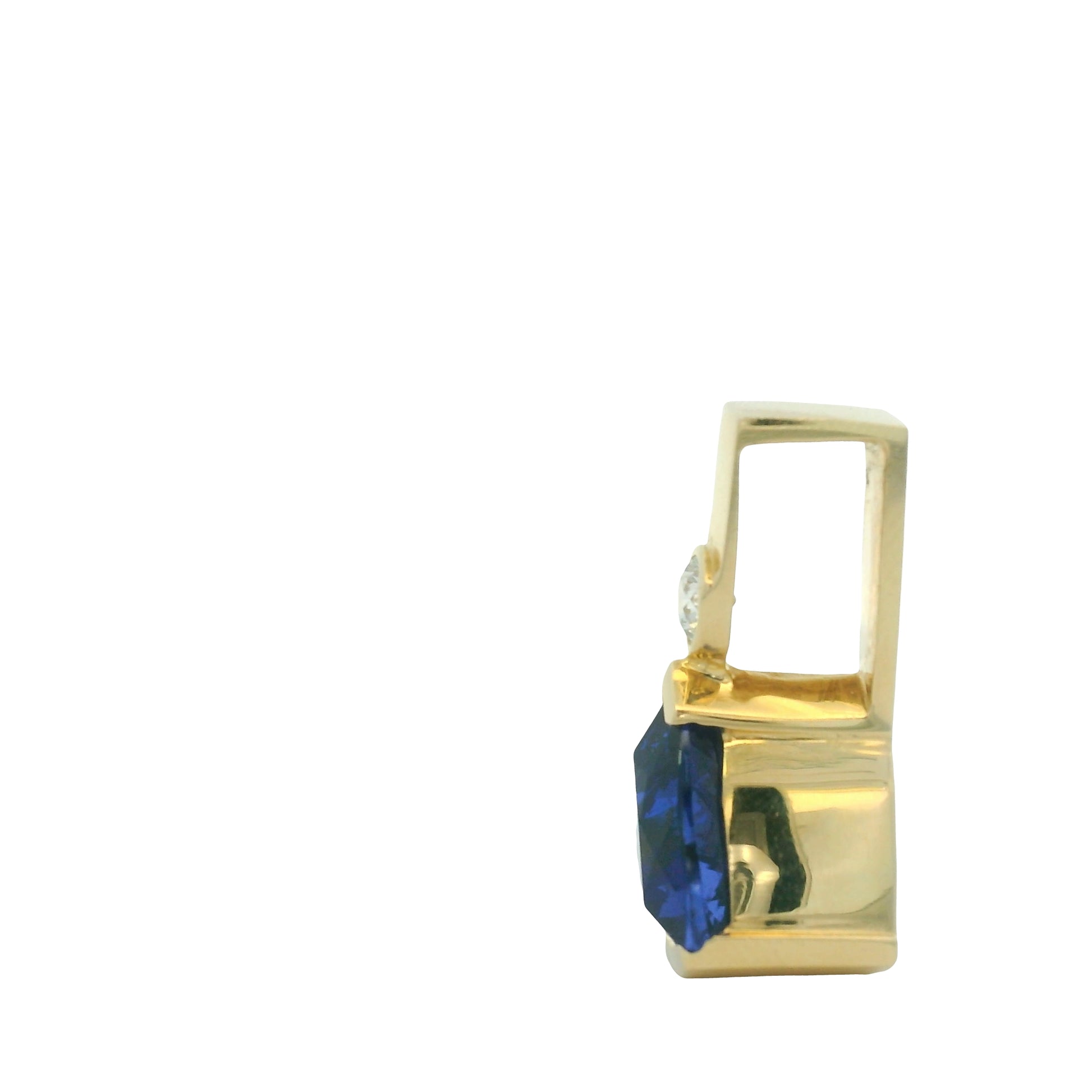 14K Yellow Gold Trillion Tanzanite 6.65Cwt With Natural Round Diamond 0.24 Cwt Pendant Necklace