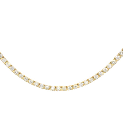 14k Yellow Gold Natural Round Brilliant Cut Diamond Tennis Necklace