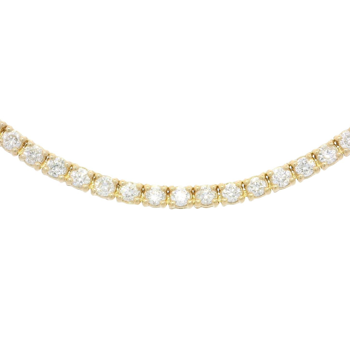 14k Yellow Gold Natural Round Brilliant Cut Diamond Tennis Necklace