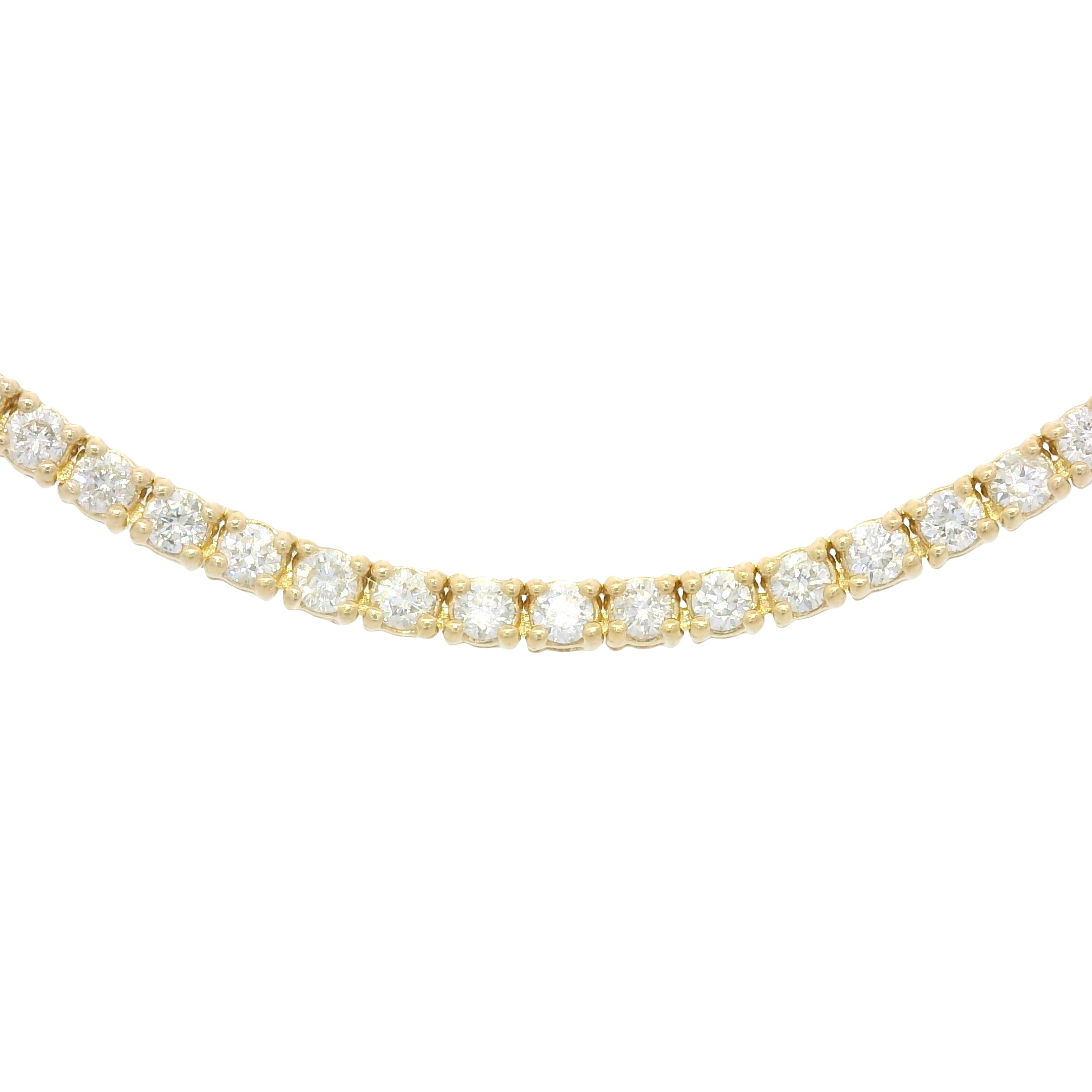14k Yellow Gold Natural Round Brilliant Cut Diamond Tennis Necklace