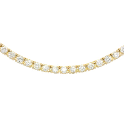14k Yellow Gold Natural Round Brilliant Cut Diamond Tennis Necklace