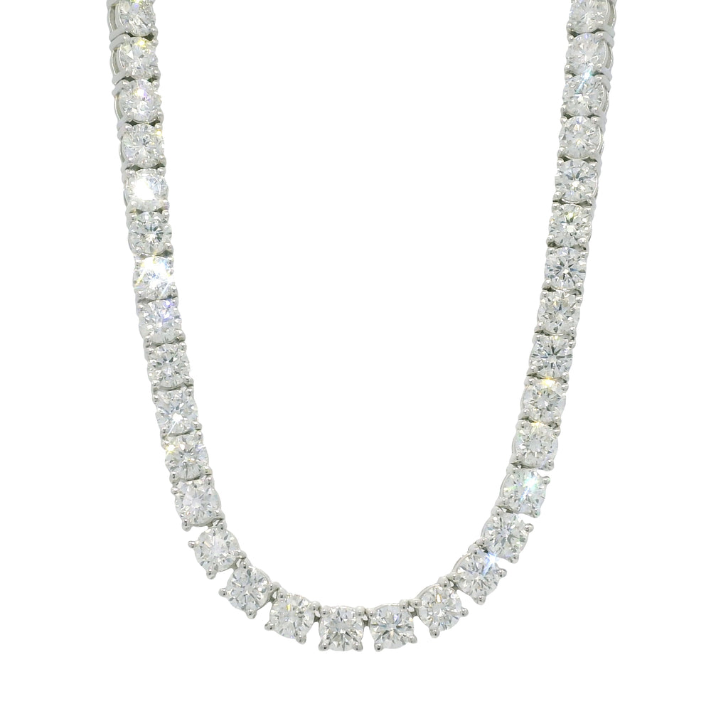 14K White Gold Natural Round Brilliant-Cut Diamond Tennis Necklace