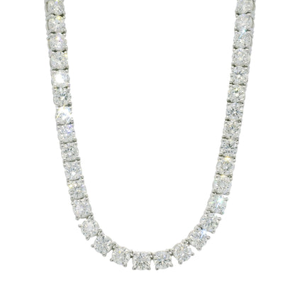 14K White Gold Natural Round Brilliant-Cut Diamond Tennis Necklace