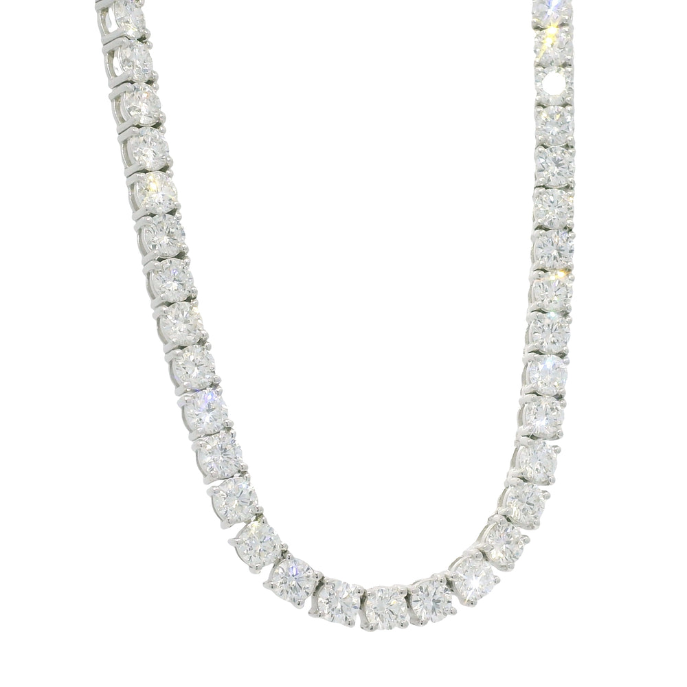 14K White Gold Natural Round Brilliant-Cut Diamond Tennis Necklace