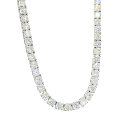 14K White Gold Natural Round Brilliant-Cut Diamond Tennis Necklace