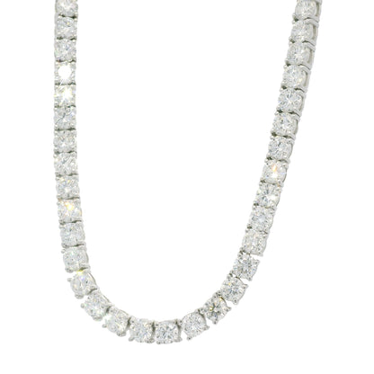 14K White Gold Natural Round Brilliant-Cut Diamond Tennis Necklace
