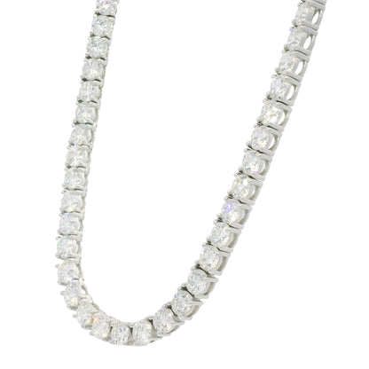 14K White Gold Natural Round Brilliant-Cut Diamond Tennis Necklace