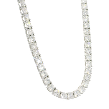 14K White Gold Natural Round Brilliant-Cut Diamond Tennis Necklace