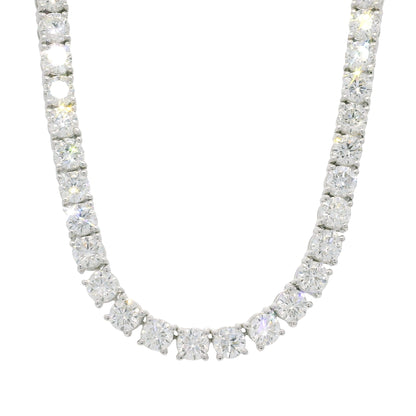 14K White Gold Natural Round Brilliant-Cut Diamond Tennis Necklace