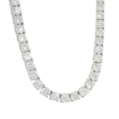 14K White Gold Natural Round Brilliant-Cut Diamond Tennis Necklace
