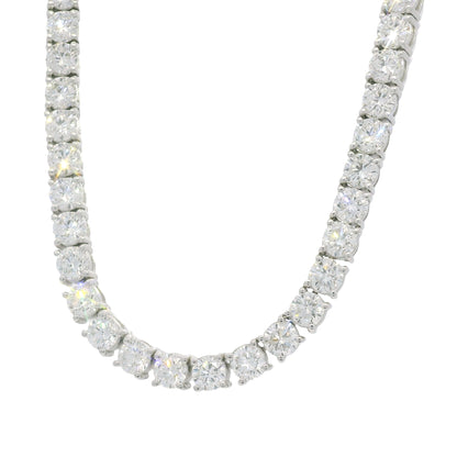 14K White Gold Natural Round Brilliant-Cut Diamond Tennis Necklace