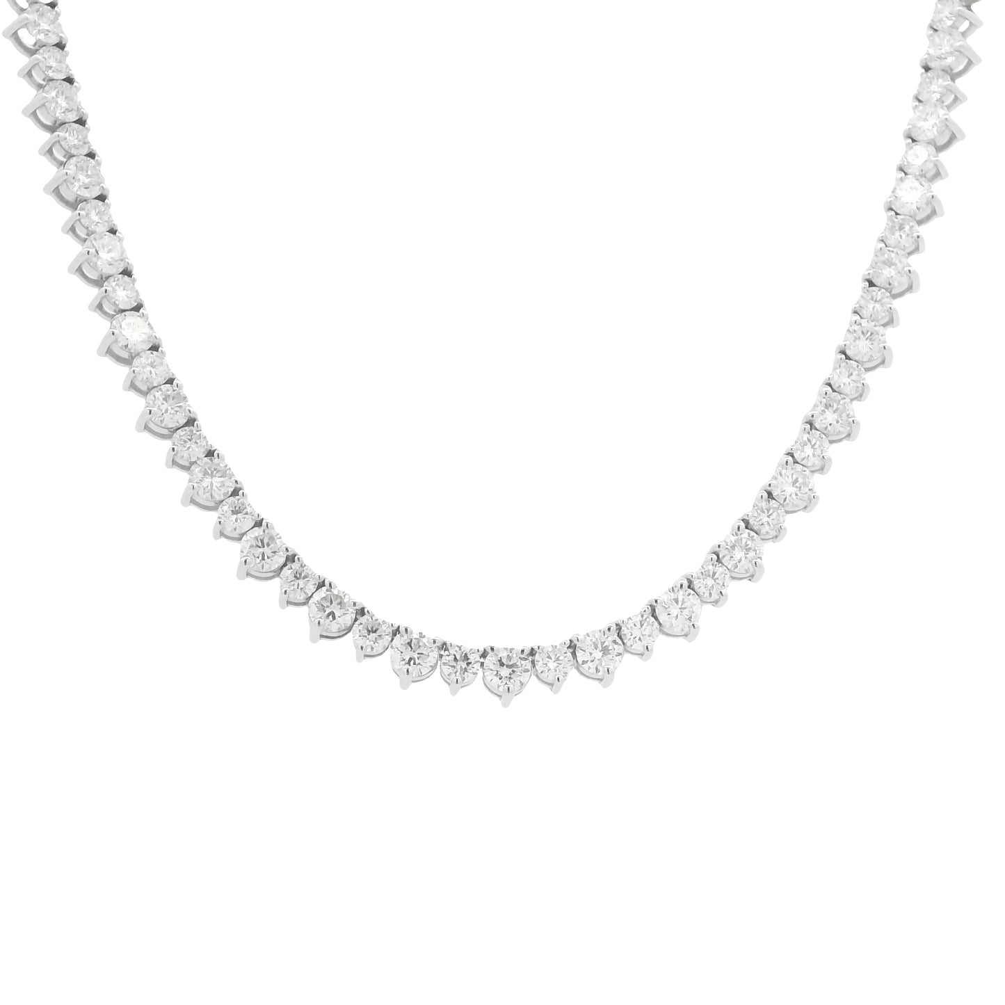 14K White Gold Round Brilliant Diamond Tennis Necklace