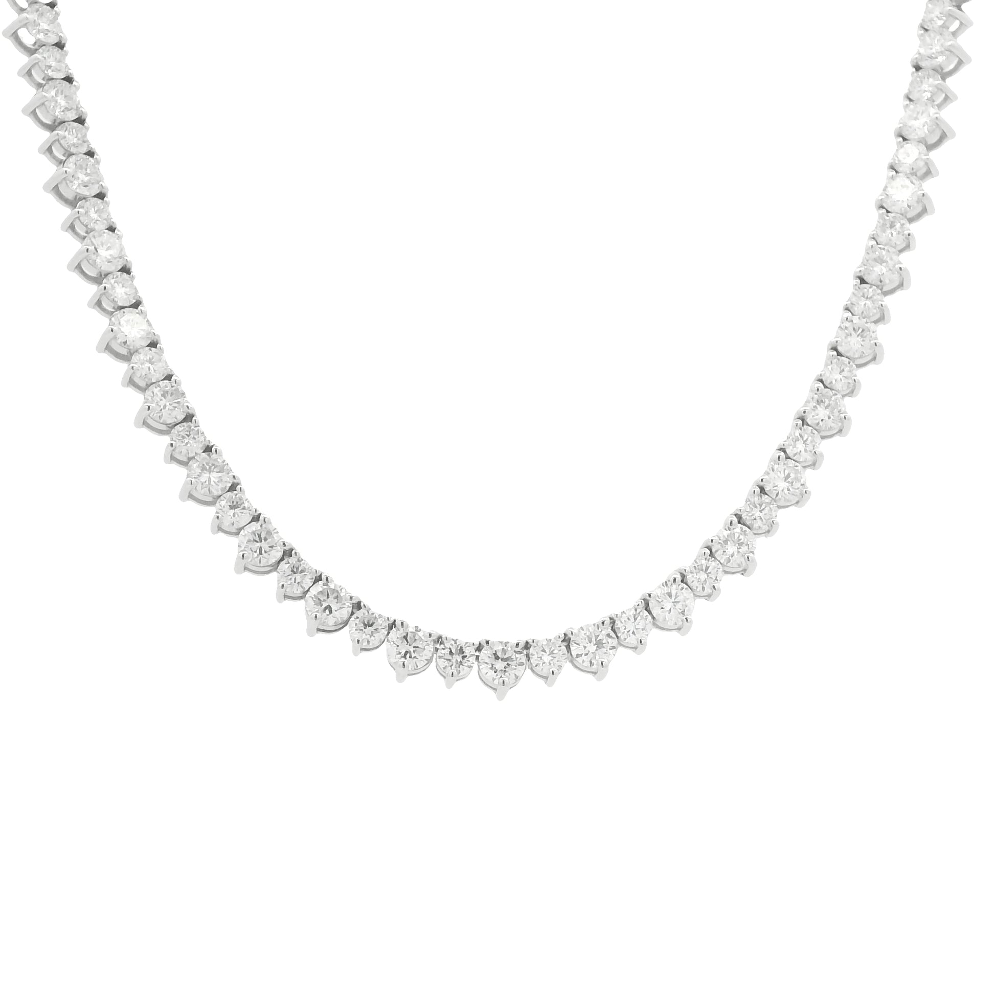 14K White Gold Round Brilliant Diamond Tennis Necklace
