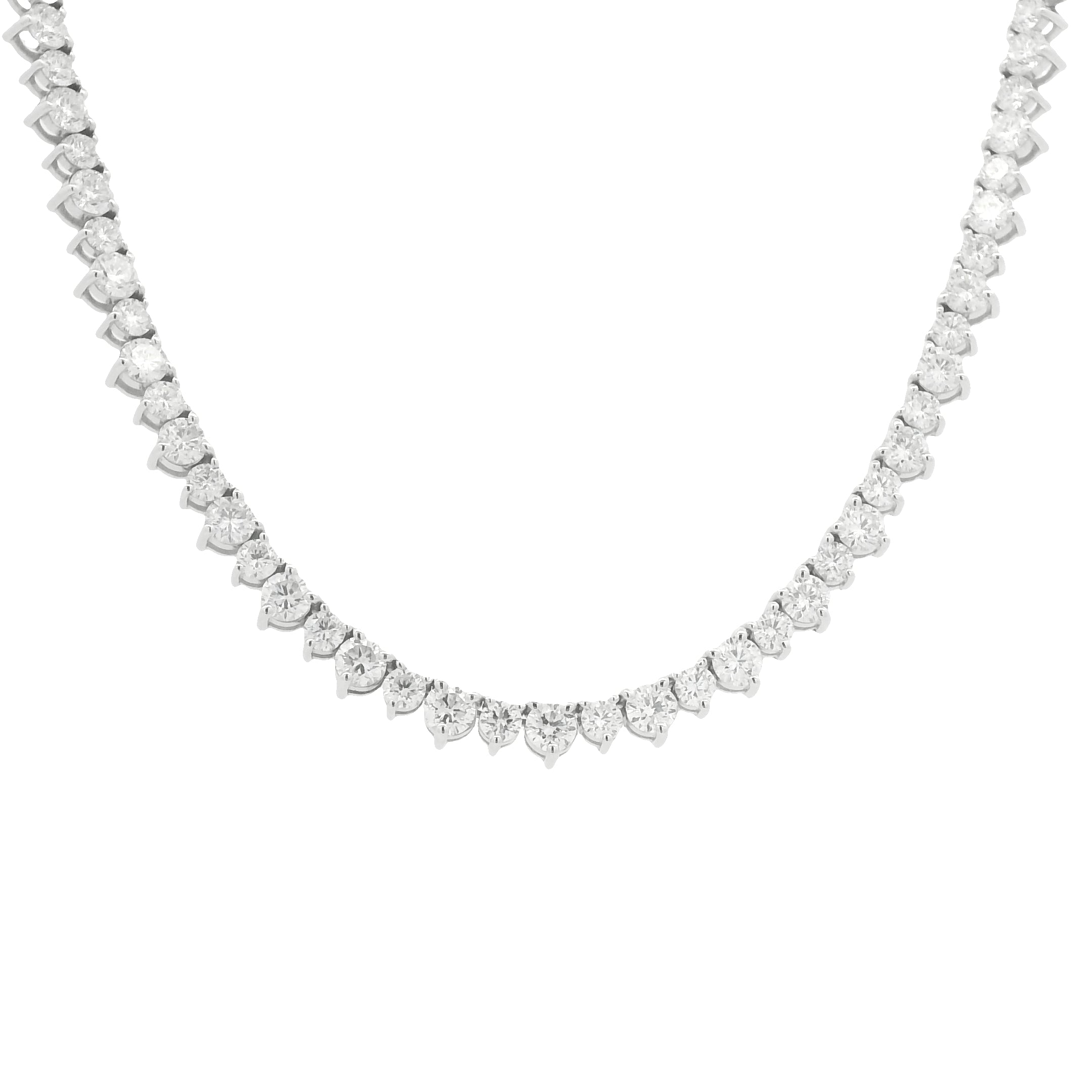 14K White Gold Round Brilliant Diamond Tennis Necklace
