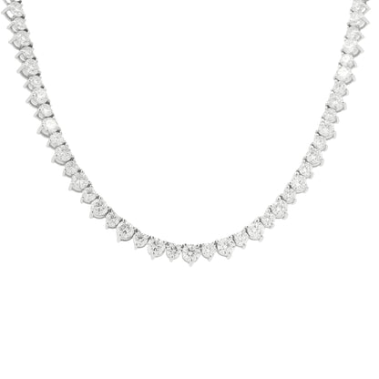 14K White Gold Round Brilliant Diamond Tennis Necklace