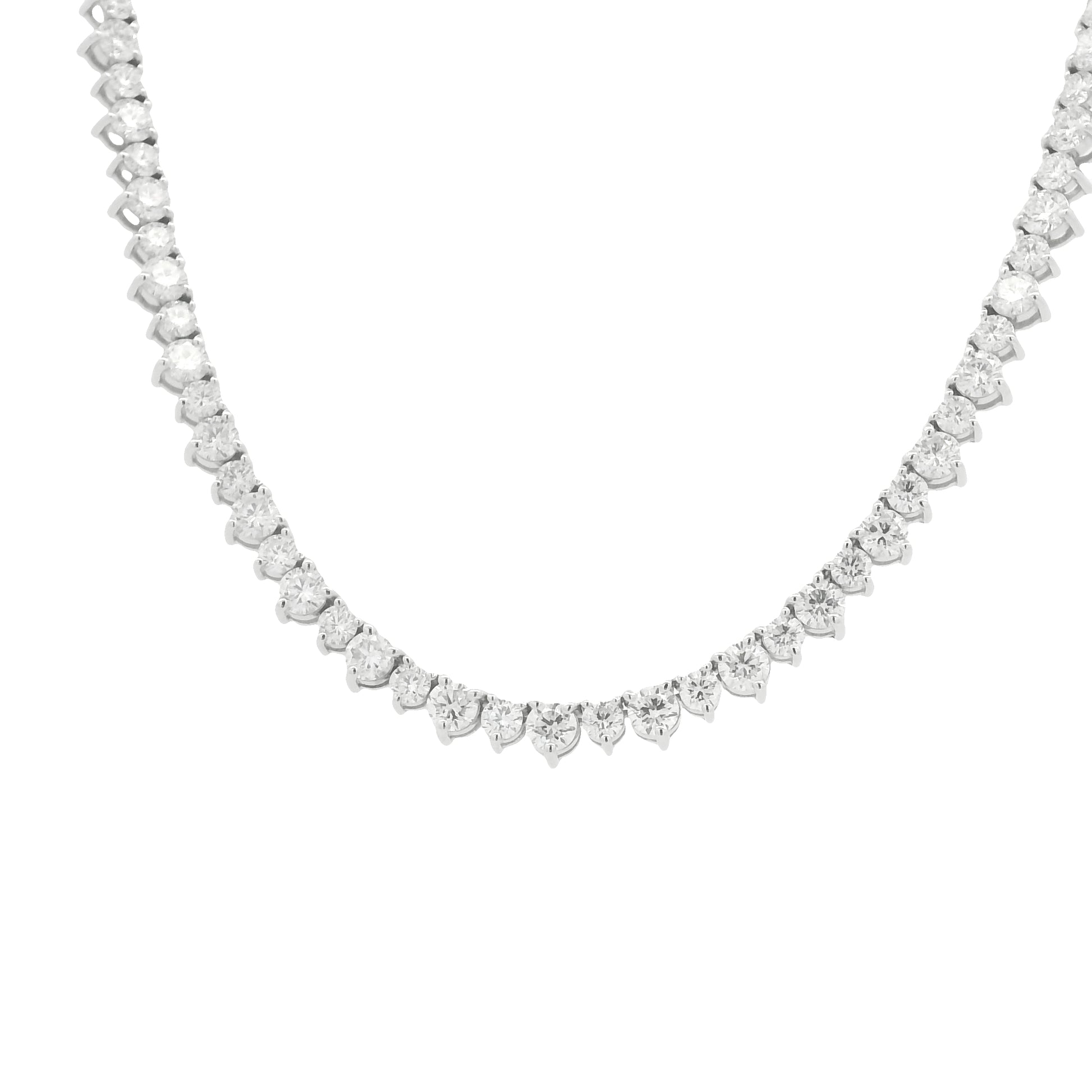 14K White Gold Round Brilliant Diamond Tennis Necklace