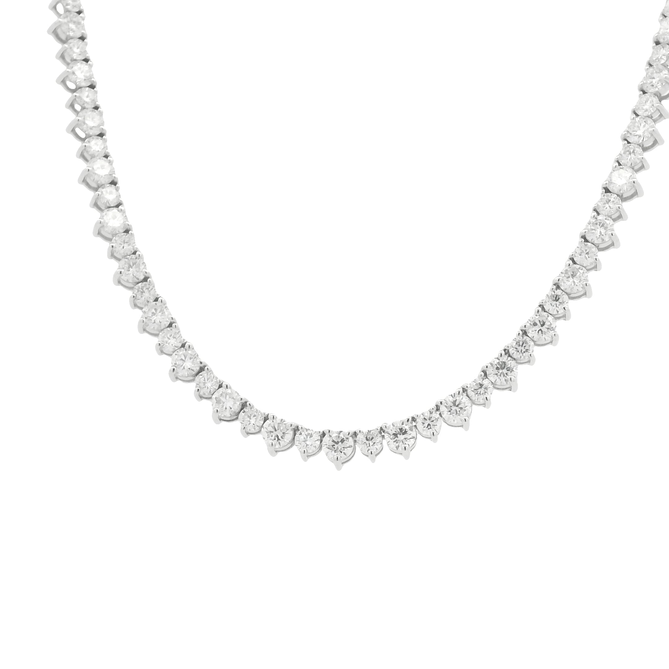 14K White Gold Round Brilliant Diamond Tennis Necklace