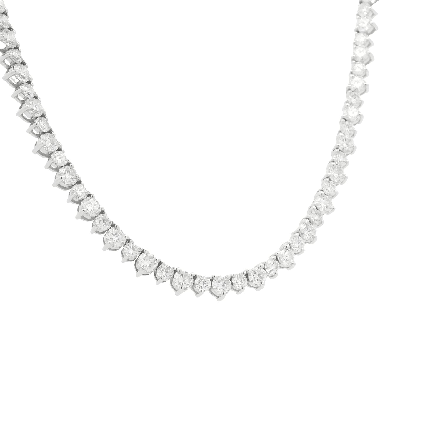 14K White Gold Round Brilliant Diamond Tennis Necklace