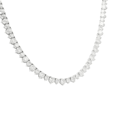 14K White Gold Round Brilliant Diamond Tennis Necklace
