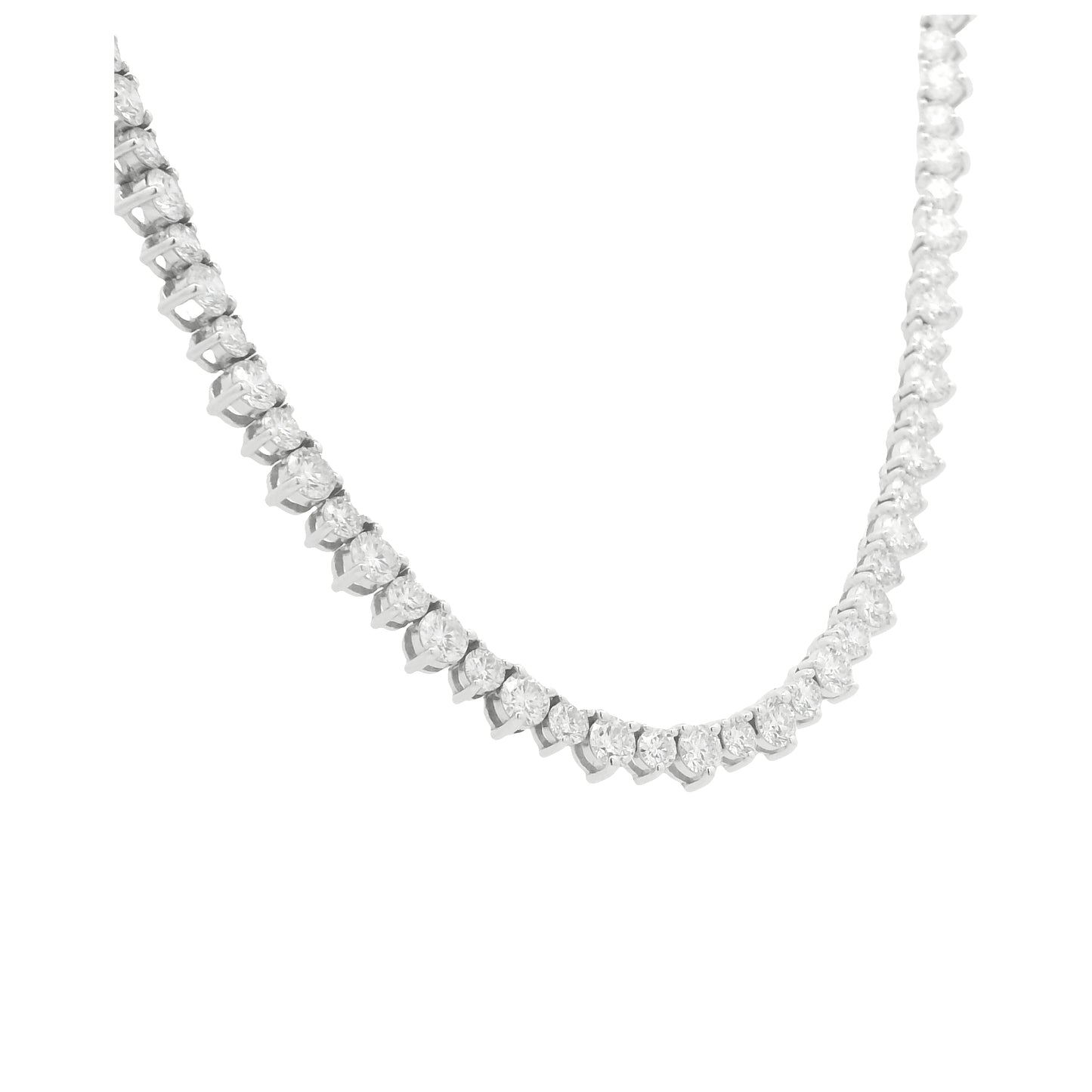 14K White Gold Round Brilliant Diamond Tennis Necklace