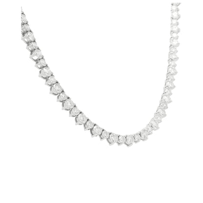 14K White Gold Round Brilliant Diamond Tennis Necklace