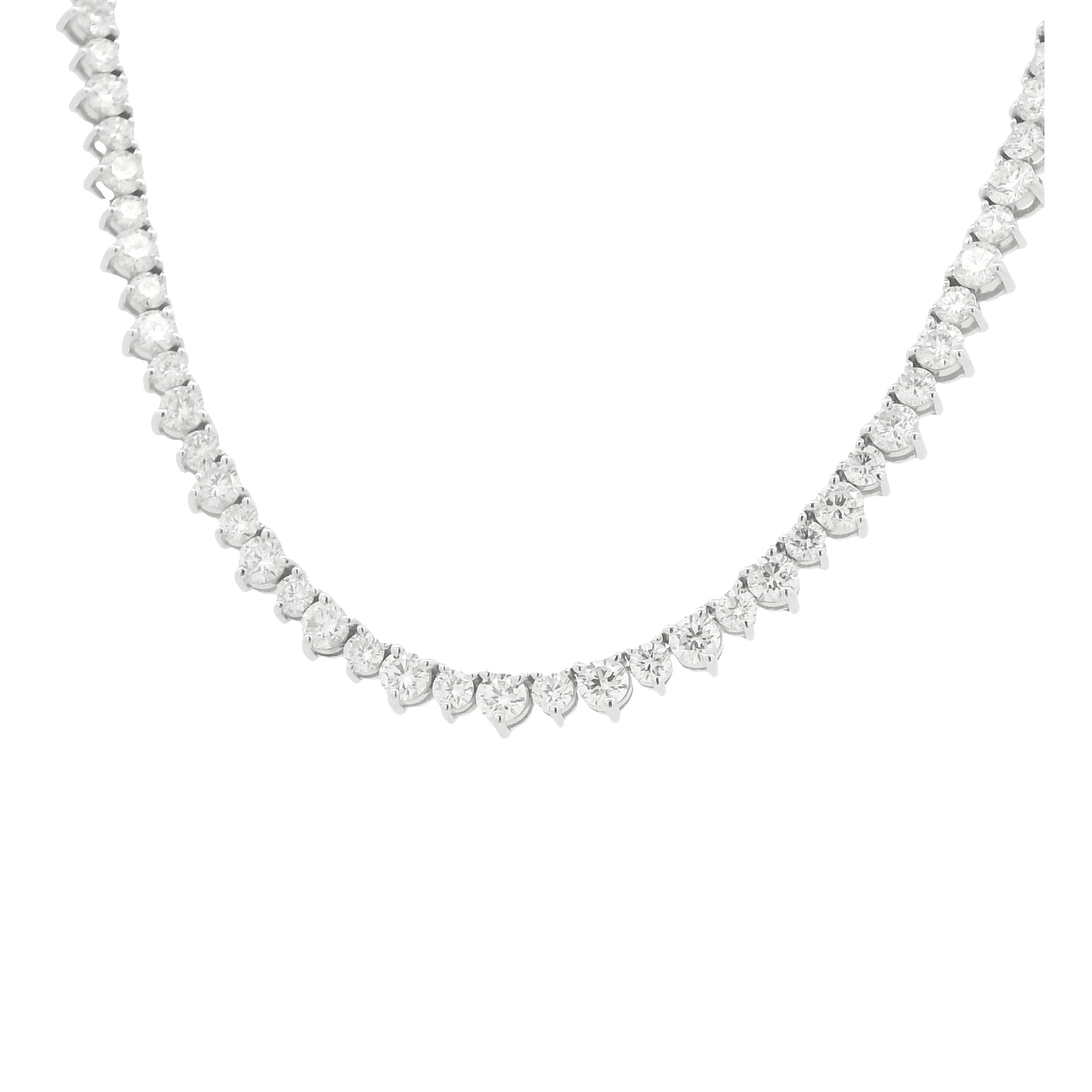 14K White Gold Round Brilliant Diamond Tennis Necklace
