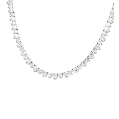 14K White Gold Round Brilliant Diamond Tennis Necklace